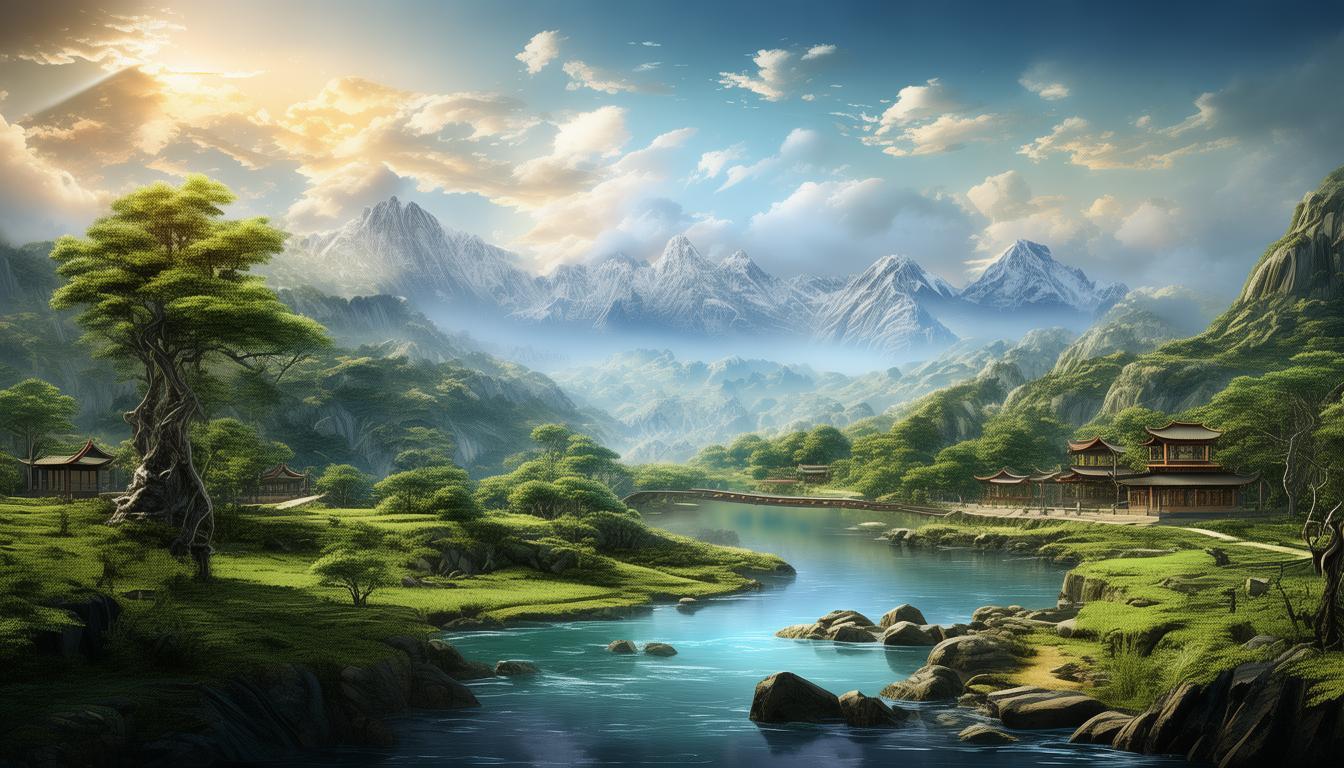 自然风光，如何描绘山水间的诗意画卷？-图1